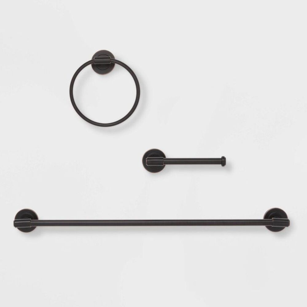 3pc Clean Bath Hardware Set Oil Rubbed Bronze - Threshold